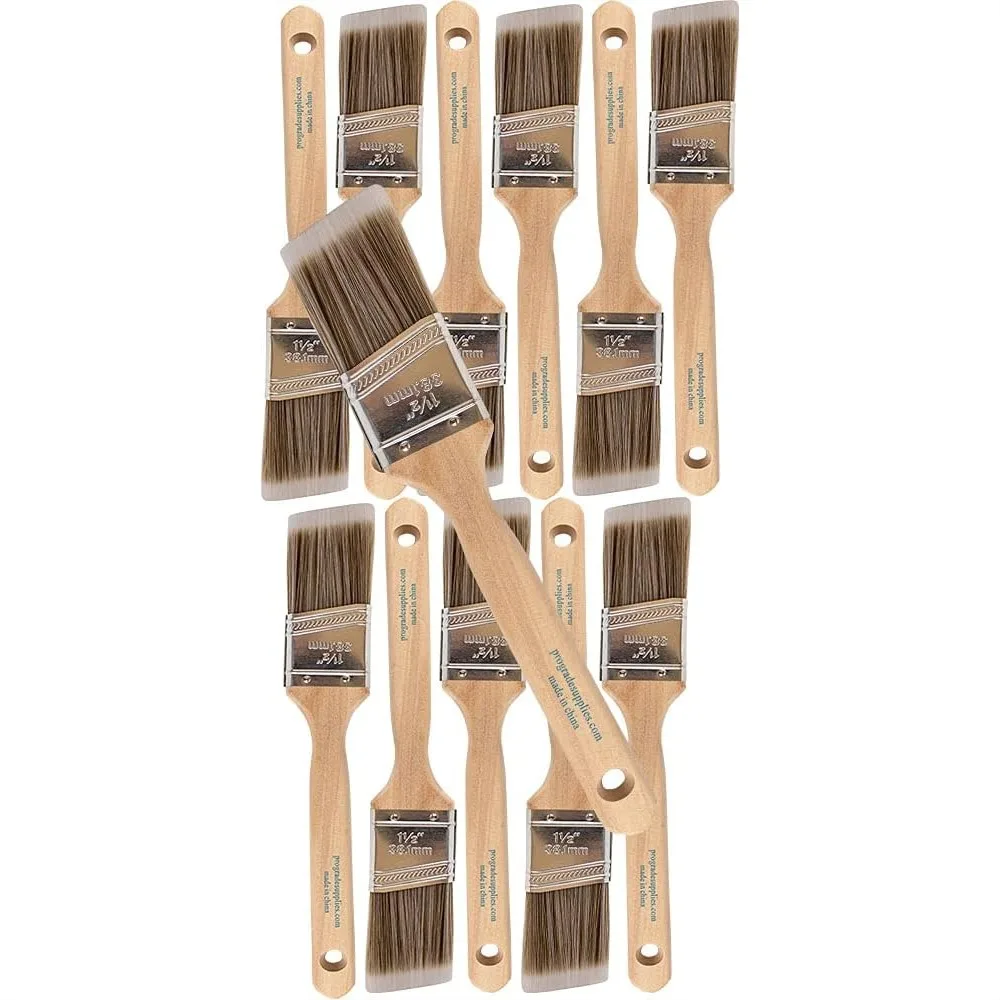 12 Pack 1.5 Inch Angle Paint Brushes for Cutting In Walls and Trim with Comfort Grip
12 Pack 1.5 Inch Angle Paint Brushes for Cutting In Walls and Trim with Comfort Grip