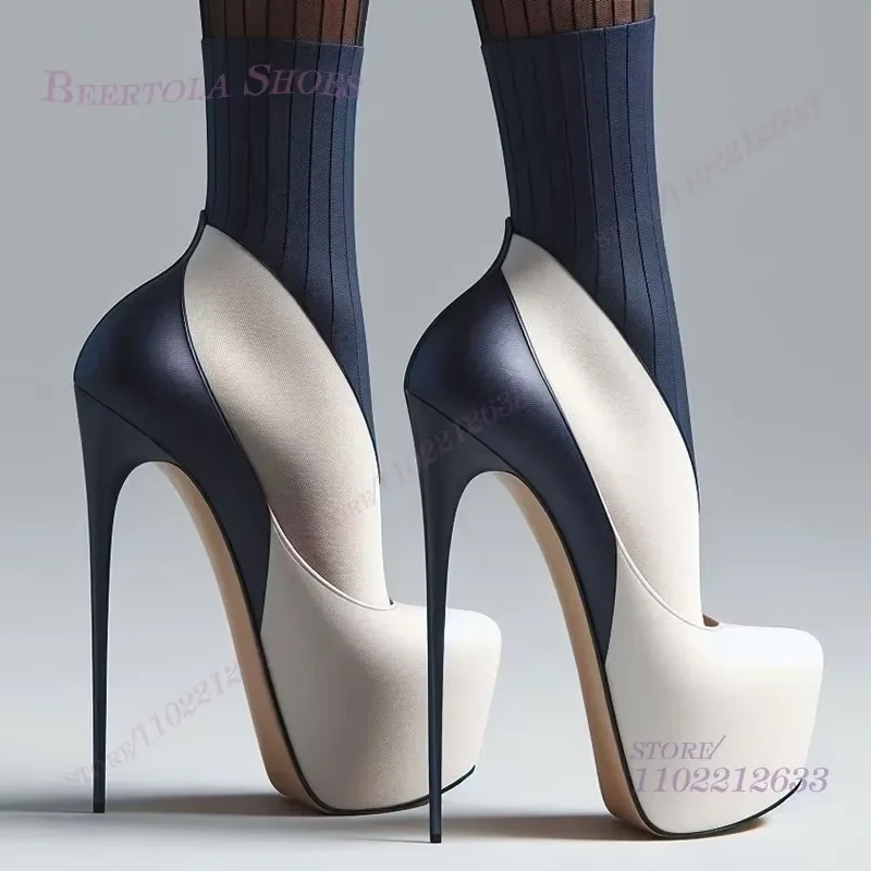 Pump White Dark Blue Mixed Patchwork Platform Stiletto Women Summer Simple Sandals Round Head Sexy Office Lady 46size Color Shoe
Pump White Dark Blue Mixed Patchwork Platform Stiletto Women Summer Simple Sandals Round Head Sexy Office Lady 46size Color Shoe