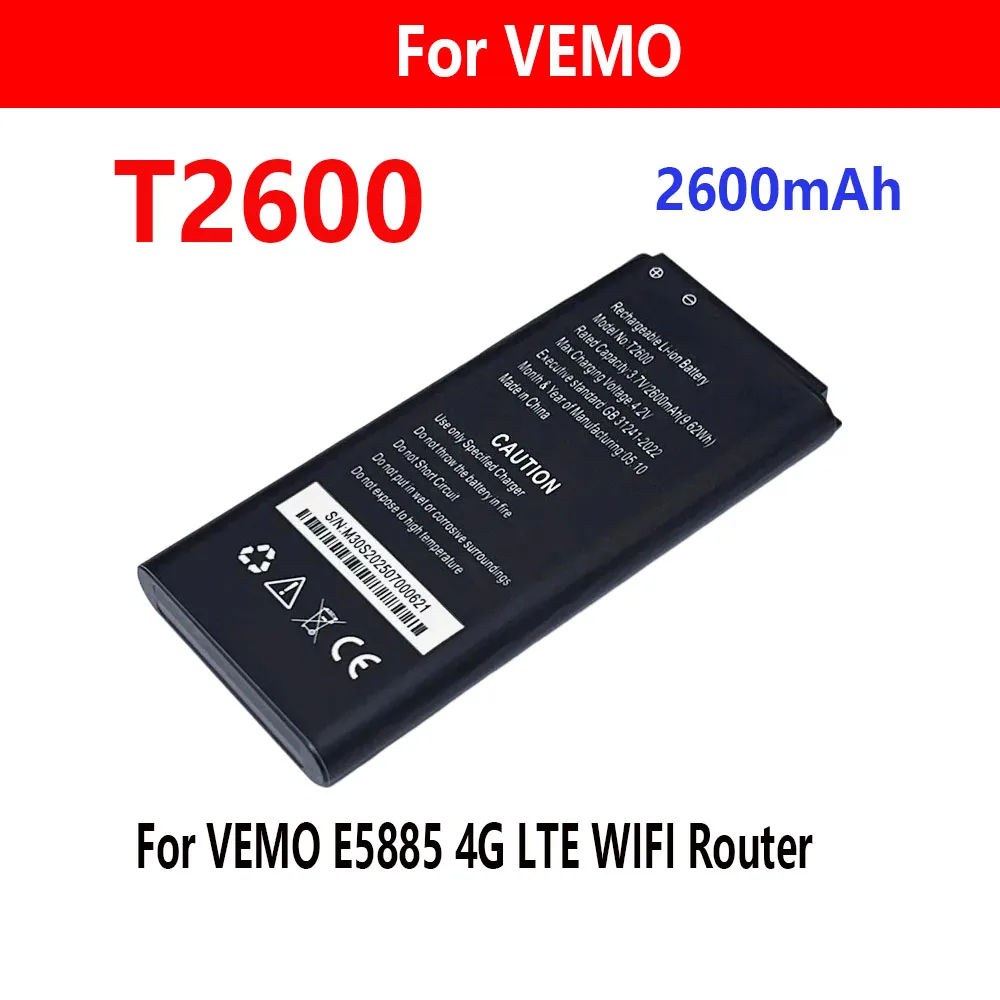 Совершенно новый аккумулятор 3,7 В, 2600 мАч T2600 для ZLT M30/VEMO E5885/Olax E5885 4G LTE WIFI-роутера
Совершенно новый аккумулятор 3,7 В, 2600 мАч T2600 для ZLT M30/VEMO E5885/Olax E5885 4G LTE WIFI-роутера
