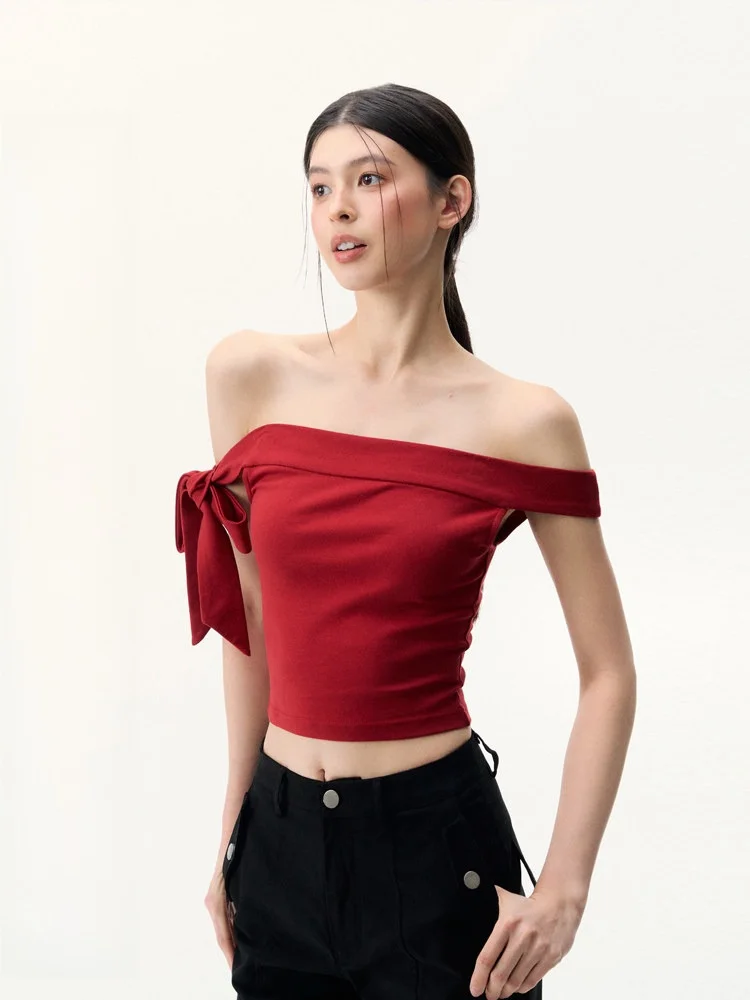 Красная футболка на одно плечо с узлом BULENG Pure Korean Sle Slim Fit ort Sve Sweat-ng Летний топ
Красная футболка на одно плечо с узлом BULENG Pure Korean Sle Slim Fit ort Sve Sweat-ng Летний топ