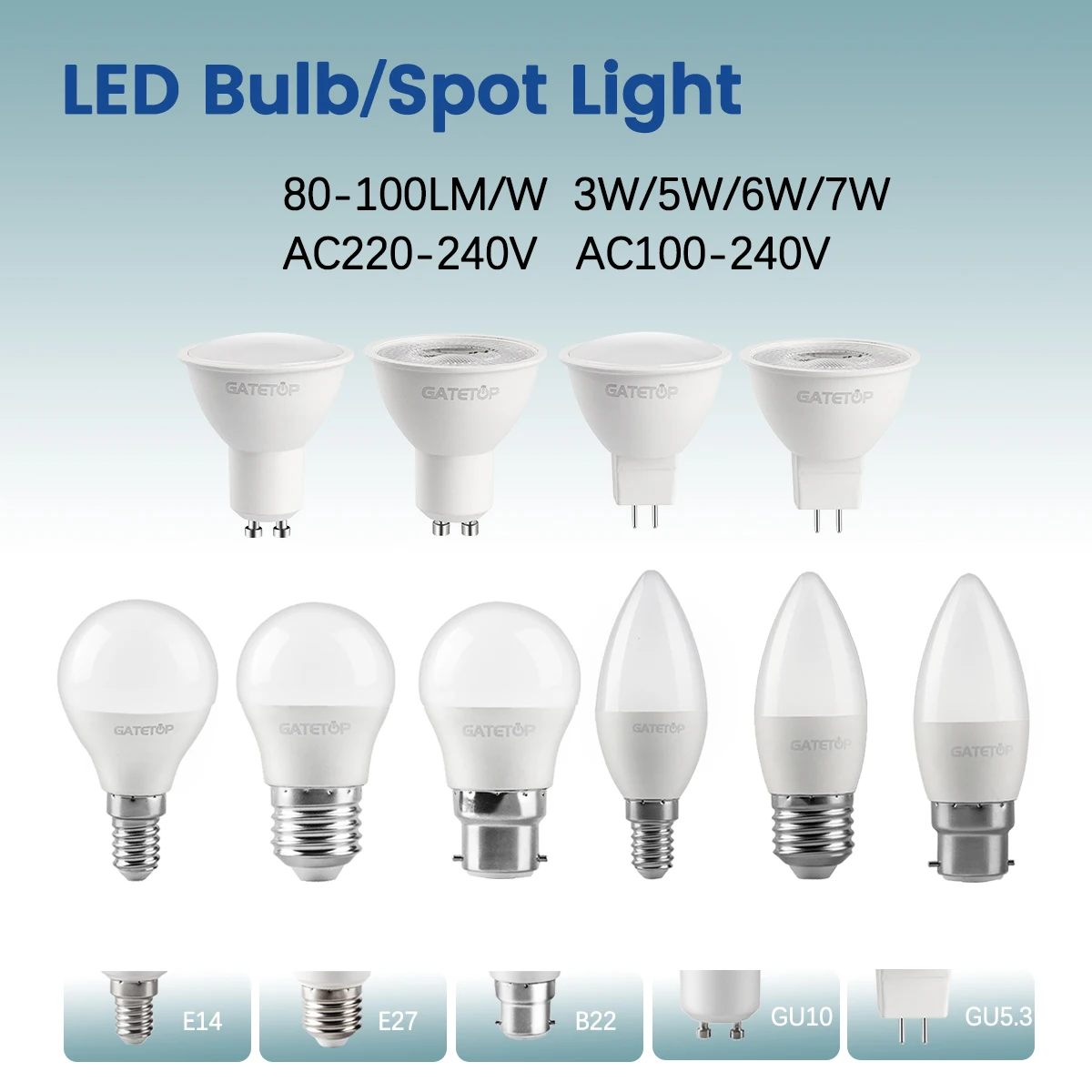 Led Bulb Lamps E27 B22 E14 GU10 GU5.3 Spot 220V 110V Light Bulb 3W 5W 6W 7W Warm White Cold White Lampada for Home Leds Lamp
Led Bulb Lamps E27 B22 E14 GU10 GU5.3 Spot 220V 110V Light Bulb 3W 5W 6W 7W Warm White Cold White Lampada for Home Leds Lamp