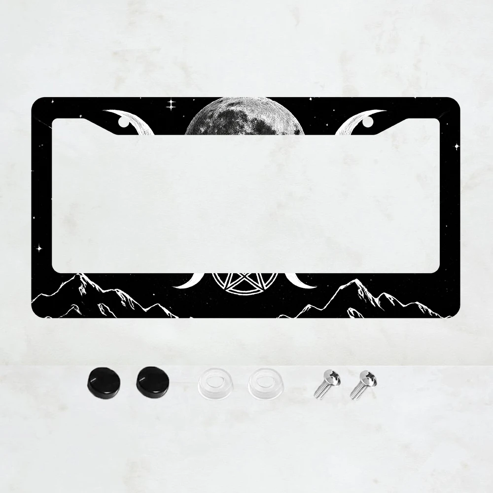 1PC 2-Hole License Plate Frame in Black with Moon and Mountains Design, Aluminum, 6x12 Inches, with Screws, USA Standard Size
1PC 2-Hole License Plate Frame in Black with Moon and Mountains Design, Aluminum, 6x12 Inches, with Screws, USA Standard Size
