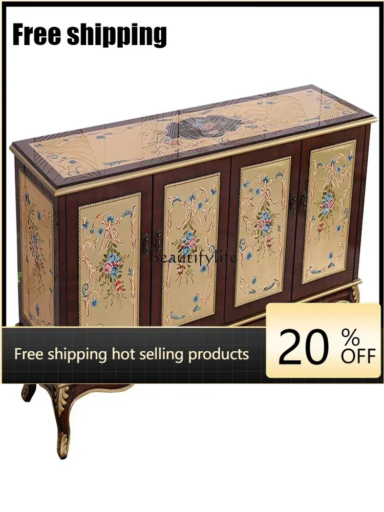X4 *New Chinese-style all-solid wood gold foil hand-painted carved entrance cabinet, store shoe cabinet against the wall
X4 *New Chinese-style all-solid wood gold foil hand-painted carved entrance cabinet, store shoe cabinet against the wall