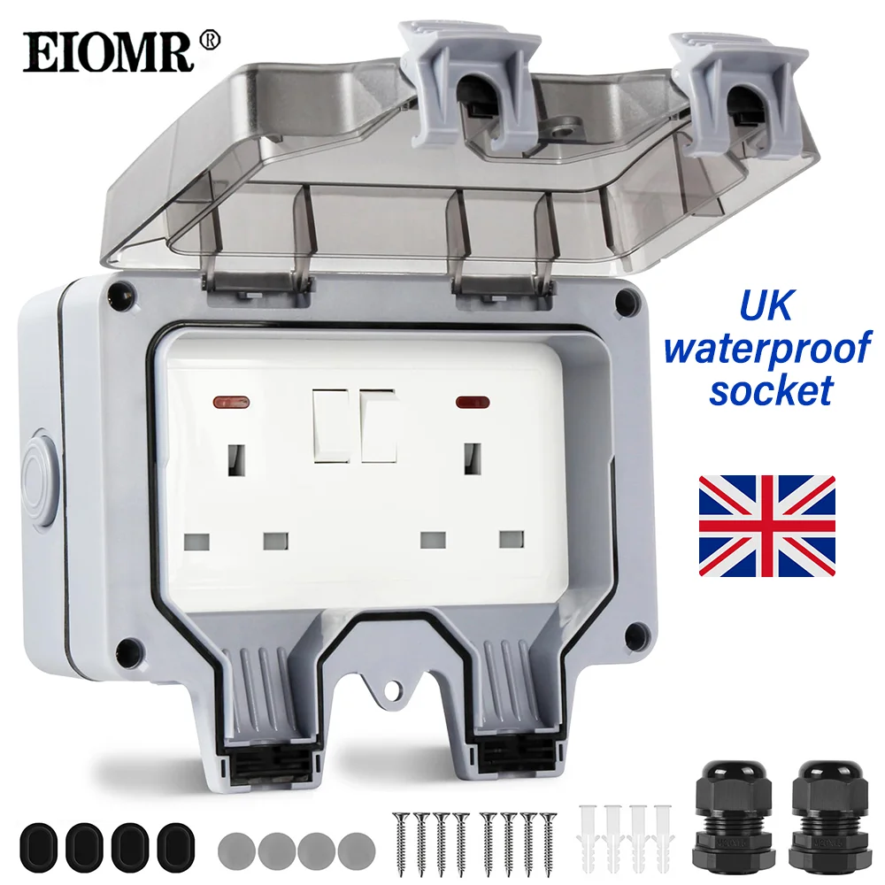 EIOMR UK IP66 Waterproof Outdoor Socket, British Standard, Surface-Mounted with Lockable Hinged Lid for Patio Garden & Wet Rooms
EIOMR UK IP66 Waterproof Outdoor Socket, British Standard, Surface-Mounted with Lockable Hinged Lid for Patio Garden & Wet Rooms