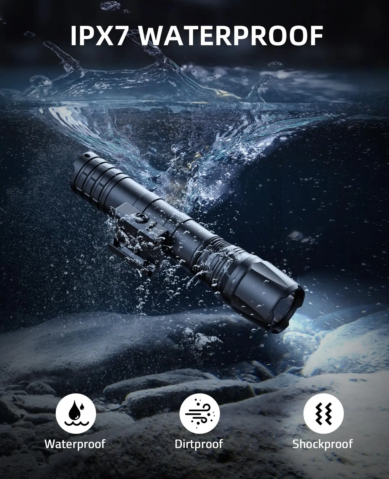 Tactical Flashlight 1800 Lumens Tactical Flashlight Rifle Light with Picatinny Rail IPX7 Rechargeable Remote Pressure Switch
Tactical Flashlight 1800 Lumens Tactical Flashlight Rifle Light with Picatinny Rail IPX7 Rechargeable Remote Pressure Switch