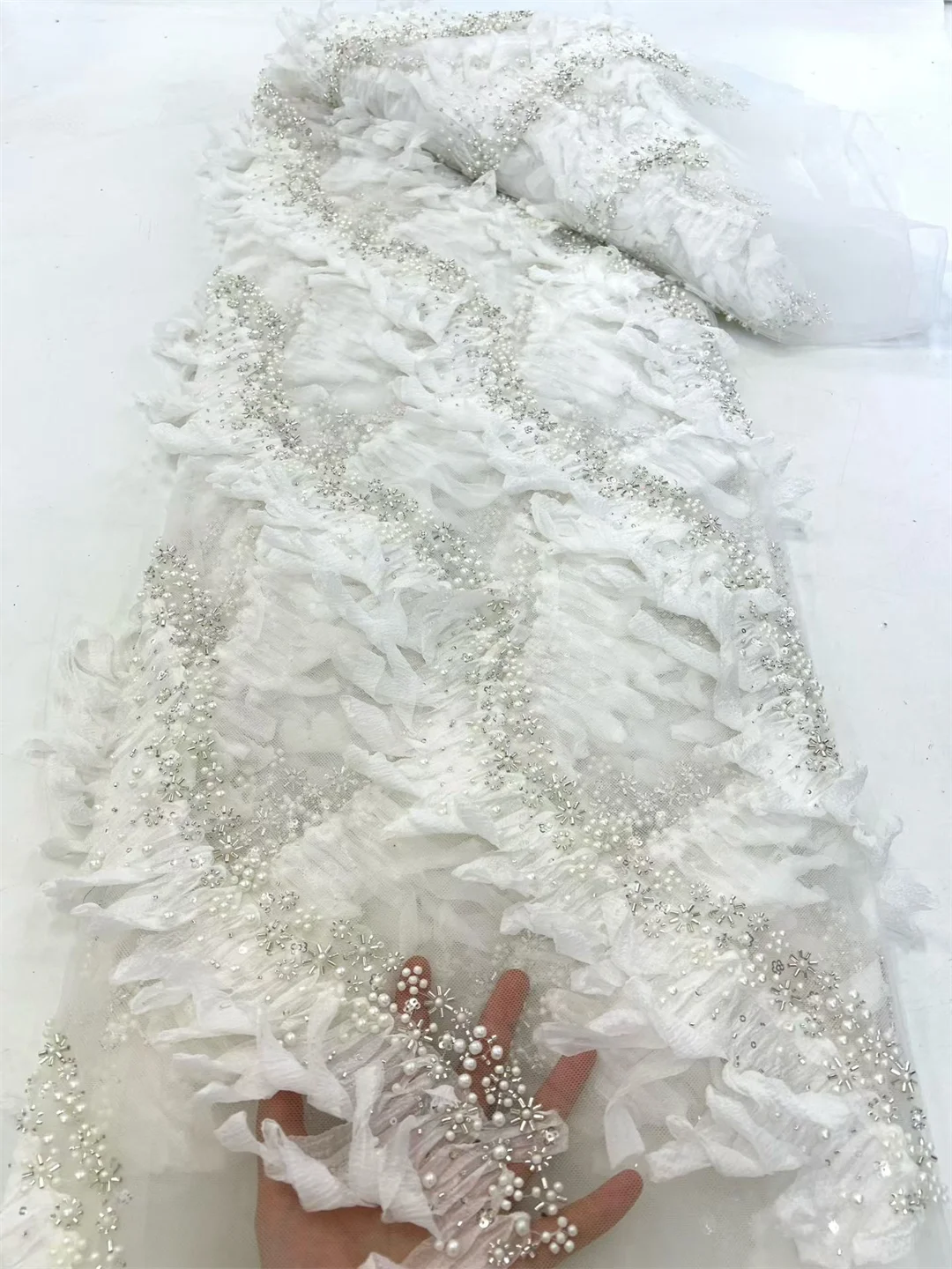 3D Flowers In White French Lace Fabric 2026 High Quality Lace Net African Lace Fabric With Beads Lace Fabrics For Wedding Party
3D Flowers In White French Lace Fabric 2026 High Quality Lace Net African Lace Fabric With Beads Lace Fabrics For Wedding Party