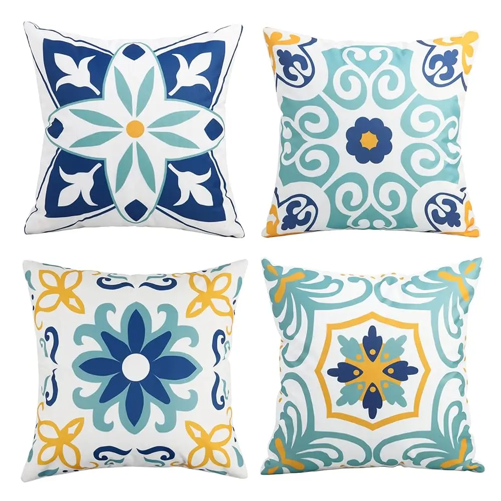 Outdoor Waterproof Throw Pillow Covers Set Of 4 Floral Printed And Boho Farmhouse Outdoor Pillow Covers For Patio Funiture 
Outdoor Waterproof Throw Pillow Covers Set Of 4 Floral Printed And Boho Farmhouse Outdoor Pillow Covers For Patio Funiture