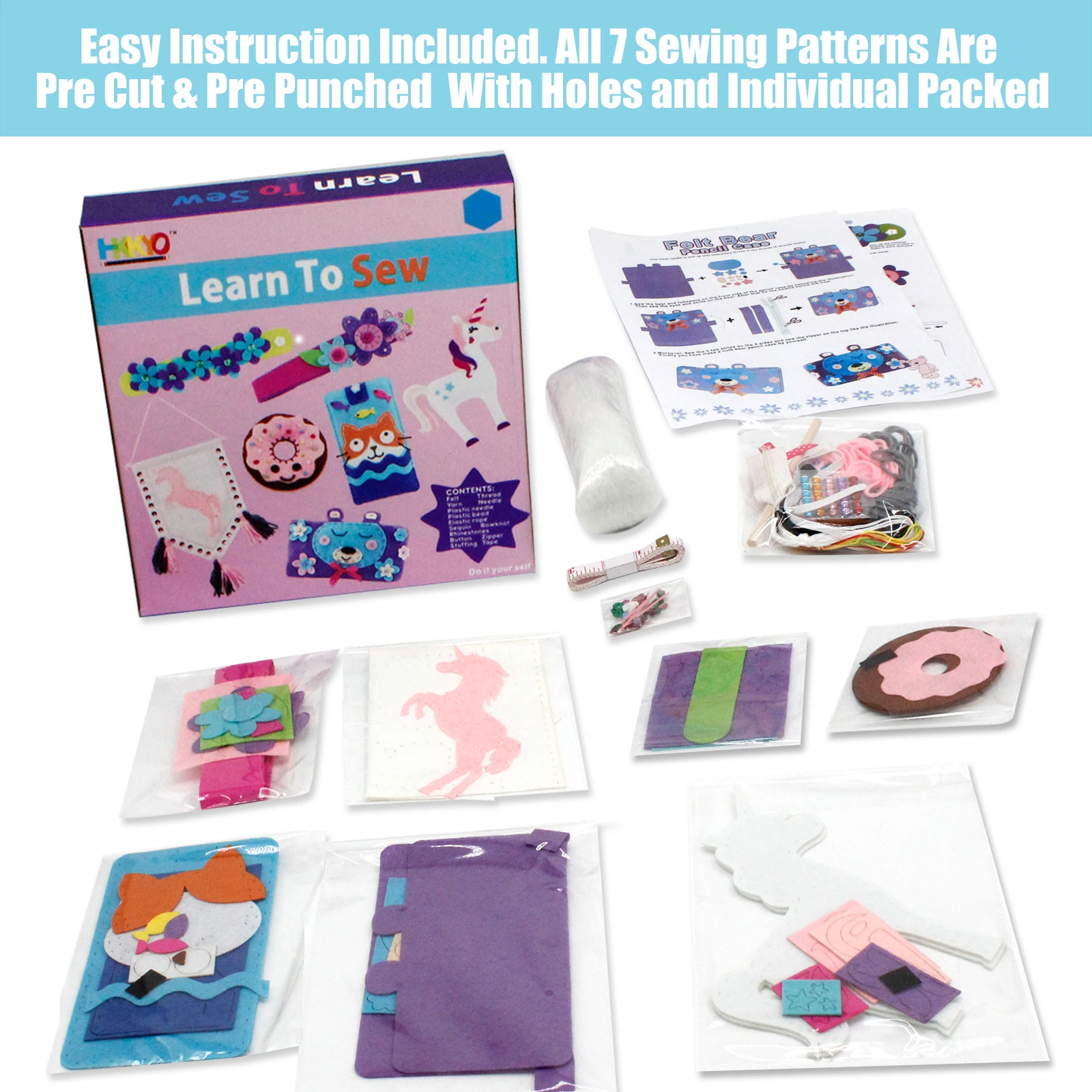 7 pcs DIY Sewing Fabrics Crafts Felt Supplies Kits Sets Gifts for Kids for Adults for Boy Teenager for Girls
7 pcs DIY Sewing Fabrics Crafts Felt Supplies Kits Sets Gifts for Kids for Adults for Boy Teenager for Girls