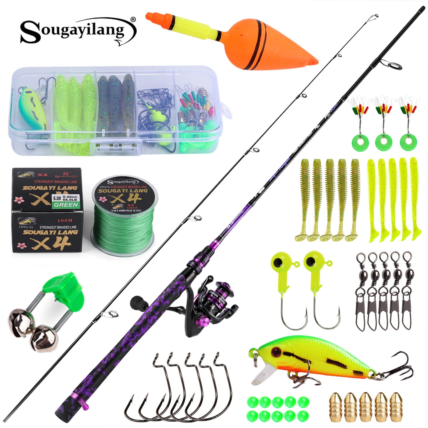 Sougayilang Spinning Fishing Rod and Reel Combo Kit with Line Lure Hooks Complete Fishing Gear Set for Saltwater Freshwater Bass
Sougayilang Spinning Fishing Rod and Reel Combo Kit with Line Lure Hooks Complete Fishing Gear Set for Saltwater Freshwater Bass
