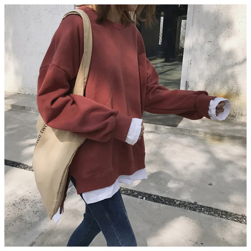 Korean Style Fleece Lined Thickened round Neck Hoodie Women's Autumn Winter Loose Fit Lazy Top False Two-Piece Sweatshirt
Korean Style Fleece Lined Thickened round Neck Hoodie Women's Autumn Winter Loose Fit Lazy Top False Two-Piece Sweatshirt