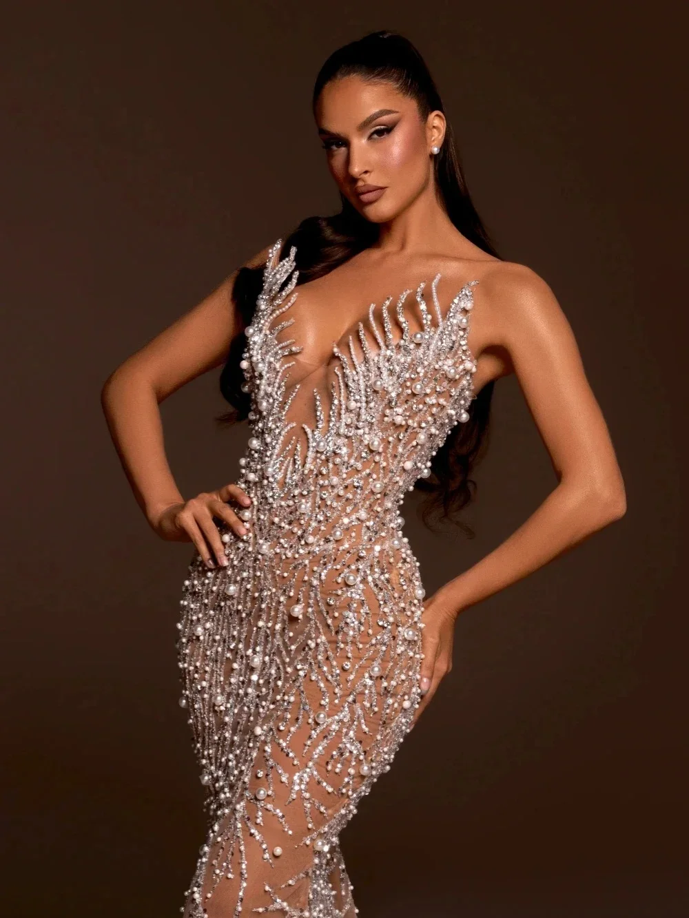 See-Through Wedding Dresses Pearls Sequins Mermaid Bridal Gowns Strapless Beading Customized Sleeveless Lace Up Bride Dress
See-Through Wedding Dresses Pearls Sequins Mermaid Bridal Gowns Strapless Beading Customized Sleeveless Lace Up Bride Dress