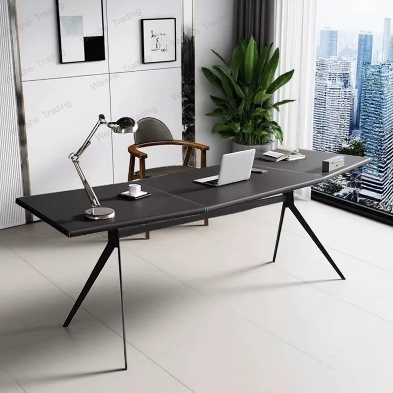 Italian minimalist desk, solid wood saddle leather special-shaped study office writing desk, calligraphy computer desk
Italian minimalist desk, solid wood saddle leather special-shaped study office writing desk, calligraphy computer desk