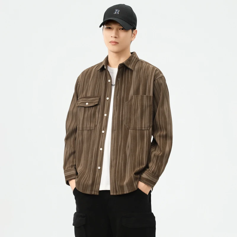 Mens Corduroy Striped Long Sleeve Shirt Casual Workwear Shirt Jacket With Chest Pocket Regular-fit Button-down Collar Work Shirt
Mens Corduroy Striped Long Sleeve Shirt Casual Workwear Shirt Jacket With Chest Pocket Regular-fit Button-down Collar Work Shirt