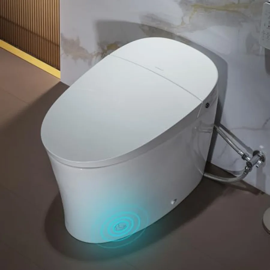 Smart toilet for home bathroom use, white ABS plastic, auto open/close and flush, foot sensor, heated seat, integrated remote c
Smart toilet for home bathroom use, white ABS plastic, auto open/close and flush, foot sensor, heated seat, integrated remote c