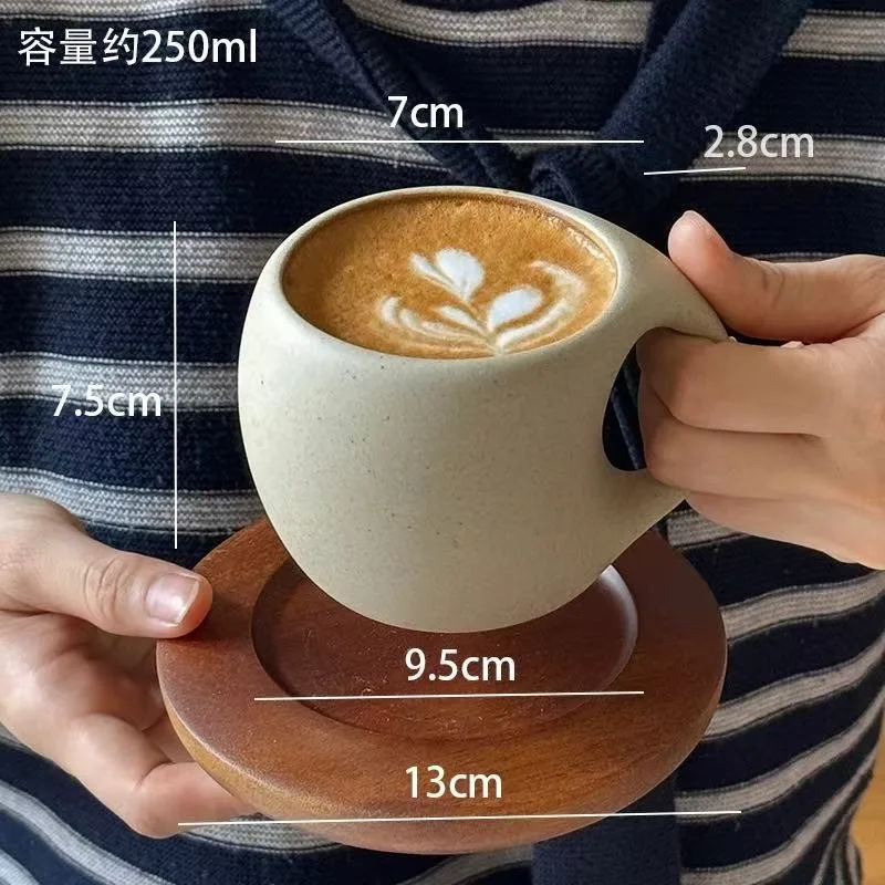 Crescent Coarse Ceramic Coffee Cup, Creative Retro Mug with Wooden Saucer, New Chinese Style Home Office Gift
Crescent Coarse Ceramic Coffee Cup, Creative Retro Mug with Wooden Saucer, New Chinese Style Home Office Gift