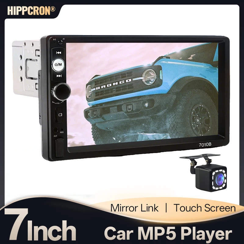 Автомобильный радиоприемник HIPPCRON, 7 дюймов, MP5, Bluetooth, мультимедийный видеоплеер, FM-приемник, USB, TF, AUX-вход, Mirror Link, 12 В, универсальный.
Автомобильный радиоприемник HIPPCRON, 7 дюймов, MP5, Bluetooth, мультимедийный видеоплеер, FM-приемник, USB, TF, AUX-вход, Mirror Link, 12 В, универсальный.