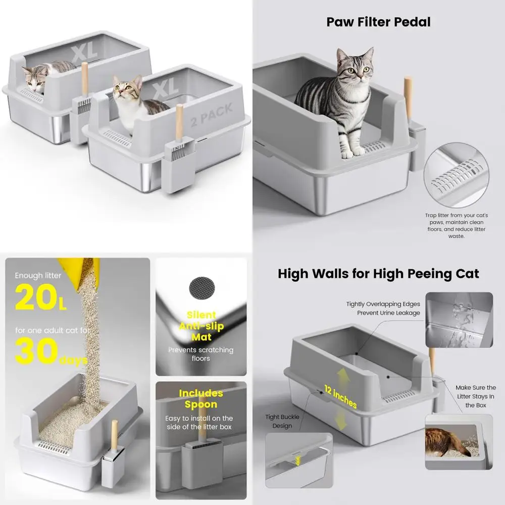 Large Enclosed Metal Cat Litter Box for XL Cats - High-Sided, Anti-Leakage, Easy to Clean with Lid, Suitable for Big Cats
Large Enclosed Metal Cat Litter Box for XL Cats - High-Sided, Anti-Leakage, Easy to Clean with Lid, Suitable for Big Cats