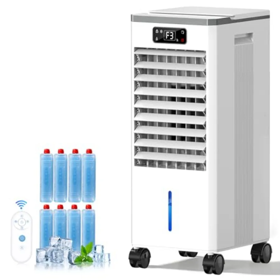 Portable evaporative air cooler for indoor use, plastic housing, white, no-hose design with 3 cooling modes, 3 fan speeds, 2-ga
Portable evaporative air cooler for indoor use, plastic housing, white, no-hose design with 3 cooling modes, 3 fan speeds, 2-ga
