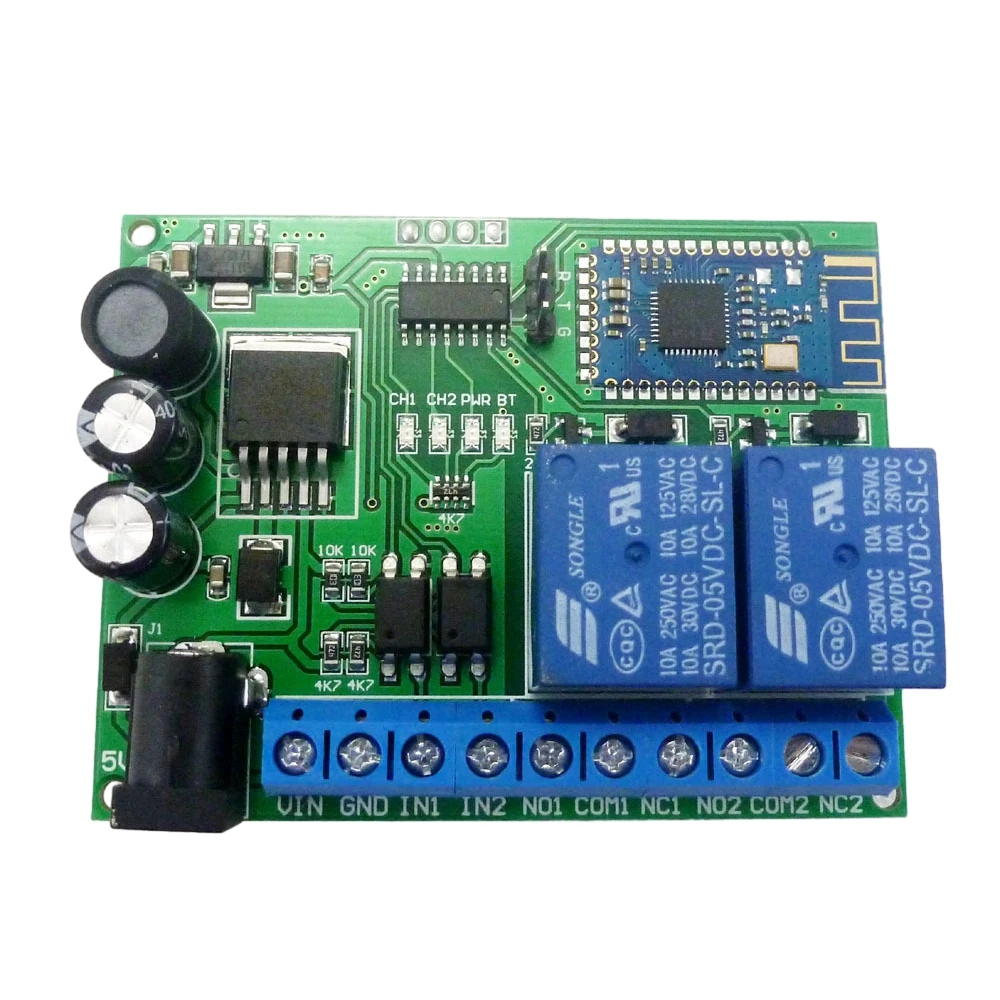 BT23A02 Relay 2 Channel Bluetooth-compatible DC 5V 12V 24V 2.4G RF Wireless Remote Control Switch for Apple Android Phone
BT23A02 Relay 2 Channel Bluetooth-compatible DC 5V 12V 24V 2.4G RF Wireless Remote Control Switch for Apple Android Phone