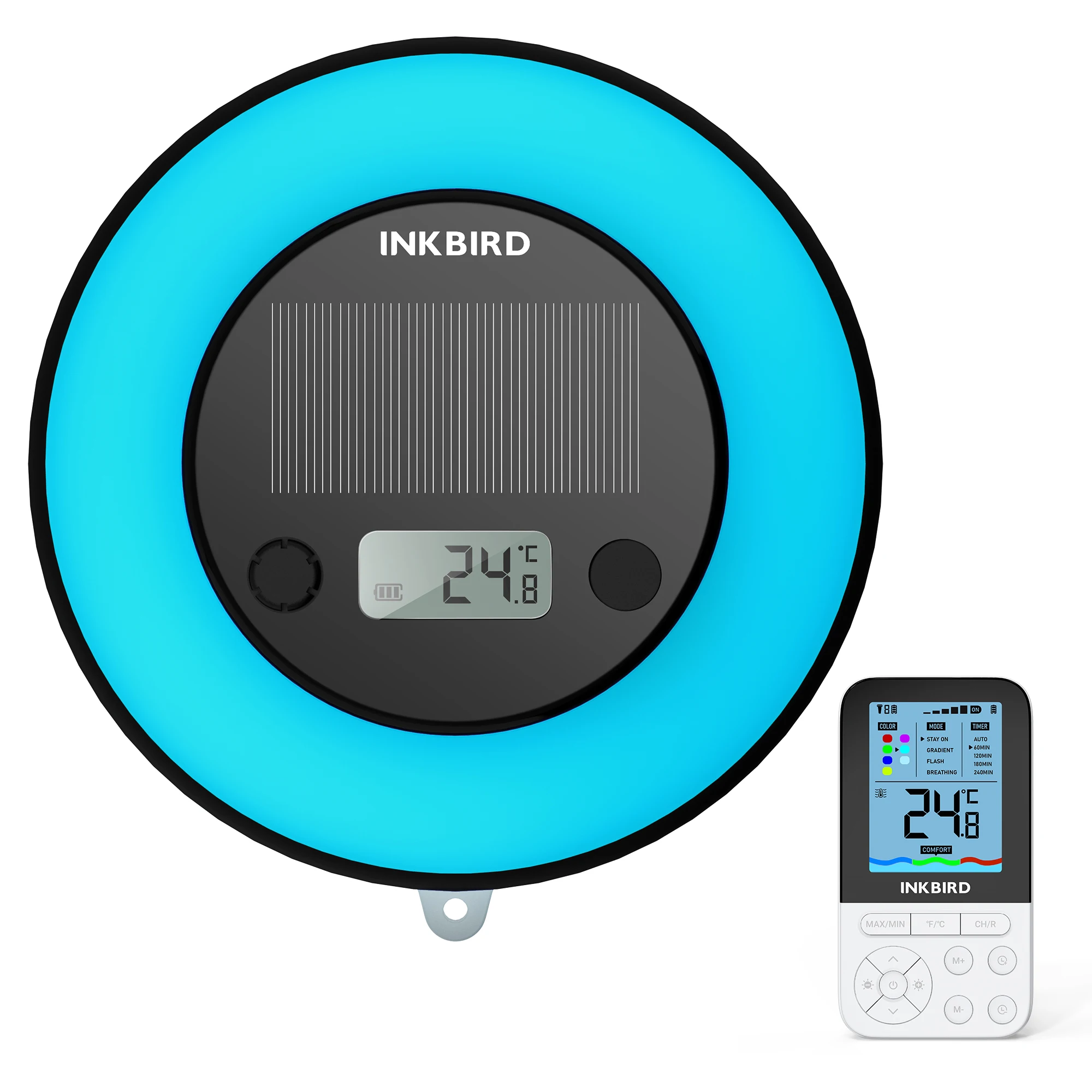 INKBIRD Solar Pool Thermometer IP68 Waterproof with Ambient Light 300m Remote Monitor 7 Colors Light for Swimming Pool Spa
INKBIRD Solar Pool Thermometer IP68 Waterproof with Ambient Light 300m Remote Monitor 7 Colors Light for Swimming Pool Spa