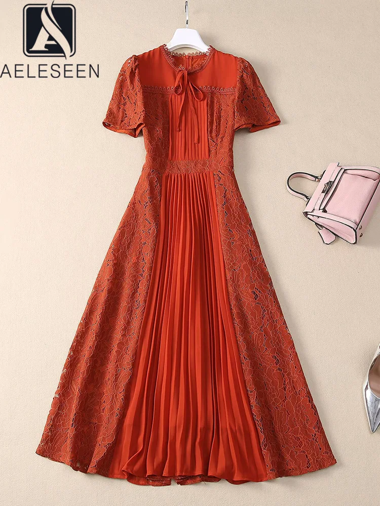 AELESEEN Office Ladies Summer Dress Women Bow Designer Fashion Lace Patchwork Slim Elegant Pleated Holiday Vacation
AELESEEN Office Ladies Summer Dress Women Bow Designer Fashion Lace Patchwork Slim Elegant Pleated Holiday Vacation