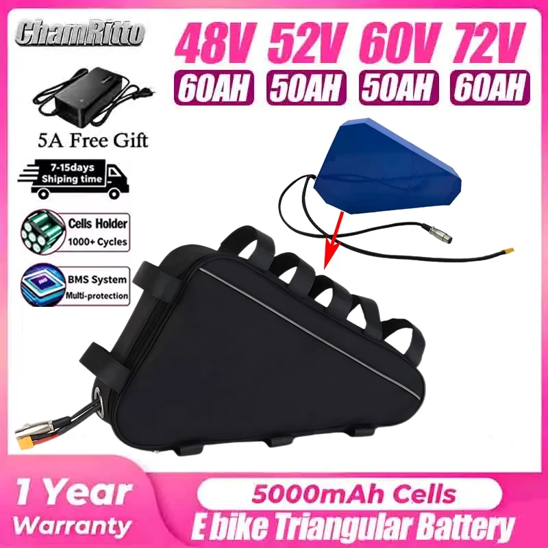 36V 48V 52V Electric Bike Delta Battery 60V 72V 20ah 30ah 40ah 50ah 60ah 3000W Down Tube Frame Lithium Battery with 5A Charger
36V 48V 52V Electric Bike Delta Battery 60V 72V 20ah 30ah 40ah 50ah 60ah 3000W Down Tube Frame Lithium Battery with 5A Charger