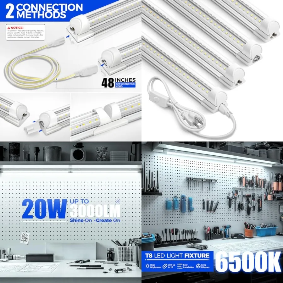 2Feet LED Shop Light, 3000LM, 20W, T8 Shop Lights for Garage, Workbench, Cabinet, Workshop, Room, LED Tube Light, Linkable Ceil
2Feet LED Shop Light, 3000LM, 20W, T8 Shop Lights for Garage, Workbench, Cabinet, Workshop, Room, LED Tube Light, Linkable Ceil