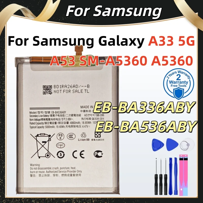 5000mAh Battery EB-BA336ABY EB-BA536ABY For Samsung Galaxy A53 SM-A5360 A5360 A33 5G +Tools
5000mAh Battery EB-BA336ABY EB-BA536ABY For Samsung Galaxy A53 SM-A5360 A5360 A33 5G +Tools