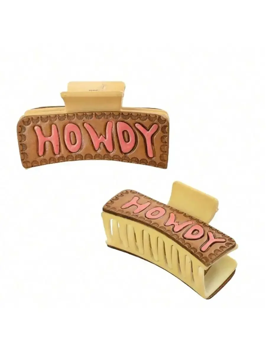 Western Leather Hair Claw Clip With Hand Tooled HOWDY Design Rustic Matte Strong Grip For Women
Western Leather Hair Claw Clip With Hand Tooled HOWDY Design Rustic Matte Strong Grip For Women