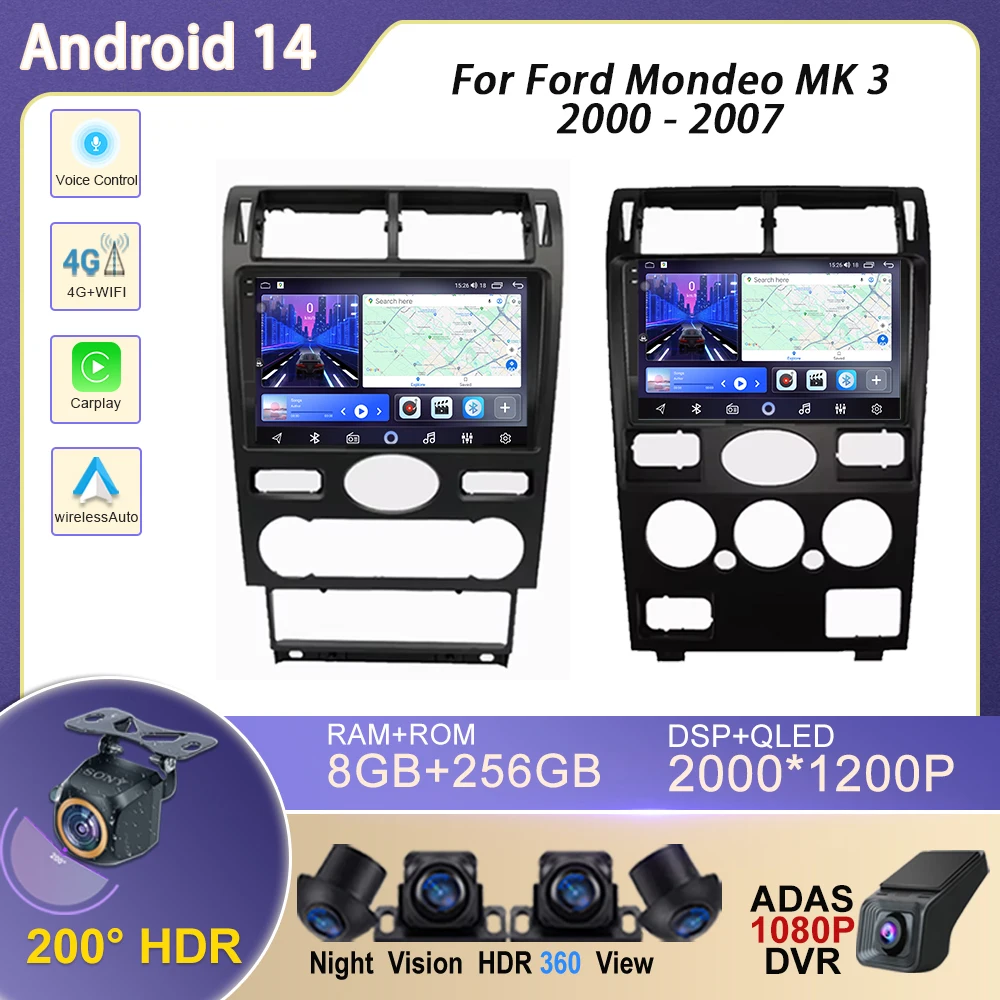Android 14 Car Radio Multimedia Carplay Auto 4G WIFI GPS Navigation For Ford Mondeo MK 3 2000 2001 2002 2003 2004 2005 2006-2007
Android 14 Car Radio Multimedia Carplay Auto 4G WIFI GPS Navigation For Ford Mondeo MK 3 2000 2001 2002 2003 2004 2005 2006-2007
