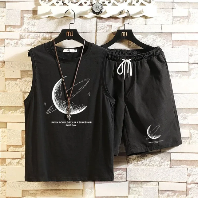 Student Men's Trendy Brand Summer Moon Vest Style T Shirt Plus Size 5 Inch Shorts Outfit Set
Student Men's Trendy Brand Summer Moon Vest Style T Shirt Plus Size 5 Inch Shorts Outfit Set