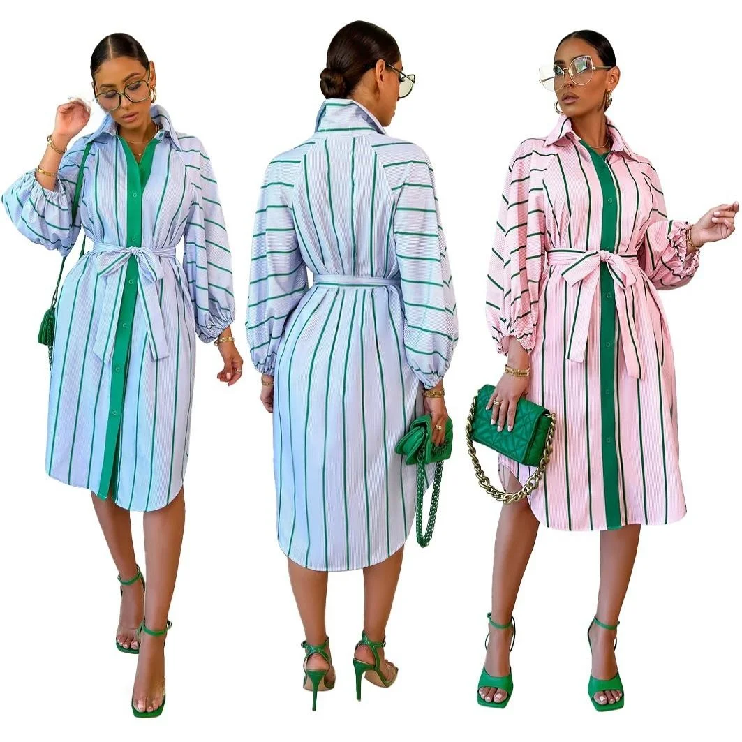 New Women's Casual Long Sleeve Striped Print Dress Two Colors Available Cute Style mid Waist PVC Fabric Polyester Fiber
New Women's Casual Long Sleeve Striped Print Dress Two Colors Available Cute Style mid Waist PVC Fabric Polyester Fiber