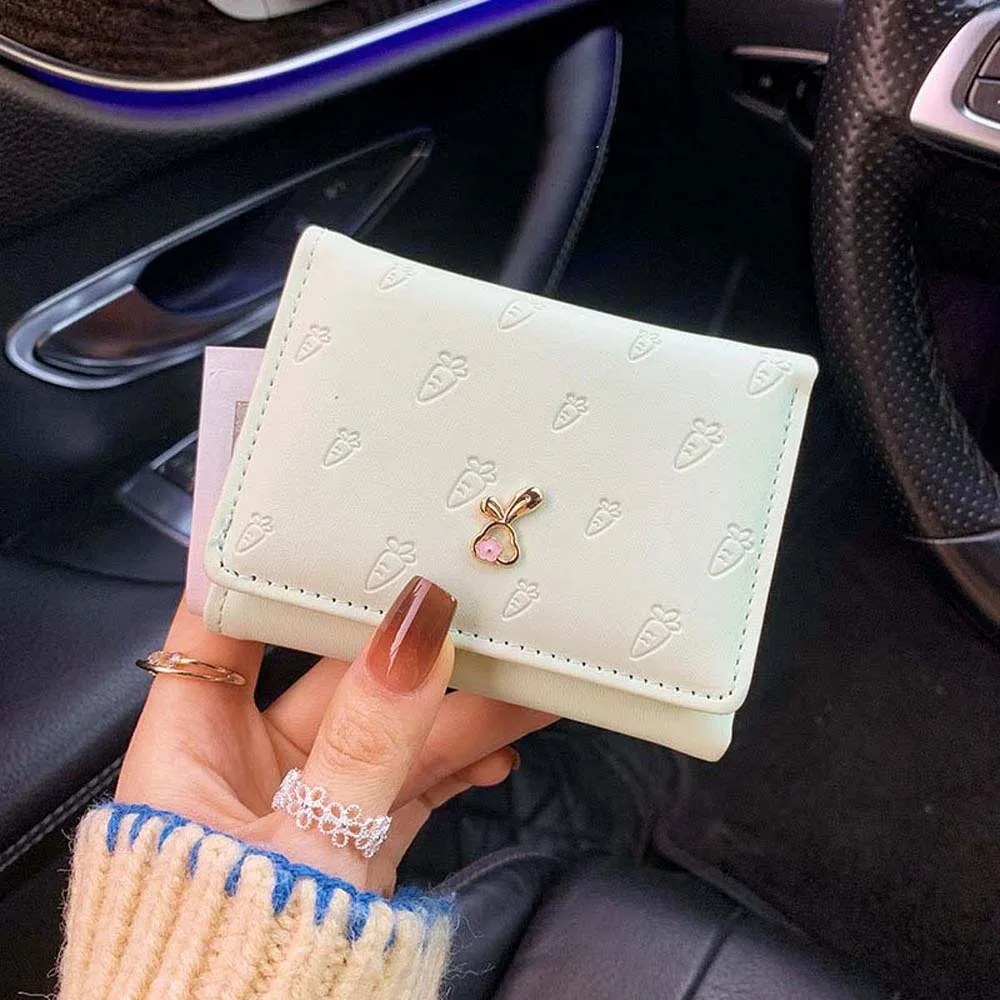 Portable Cartoon Rabbit Purses Carrot Printed Snap Button Lady Short PU Wallet PVC Candy Color Triple Fold Card Bag Women
Portable Cartoon Rabbit Purses Carrot Printed Snap Button Lady Short PU Wallet PVC Candy Color Triple Fold Card Bag Women