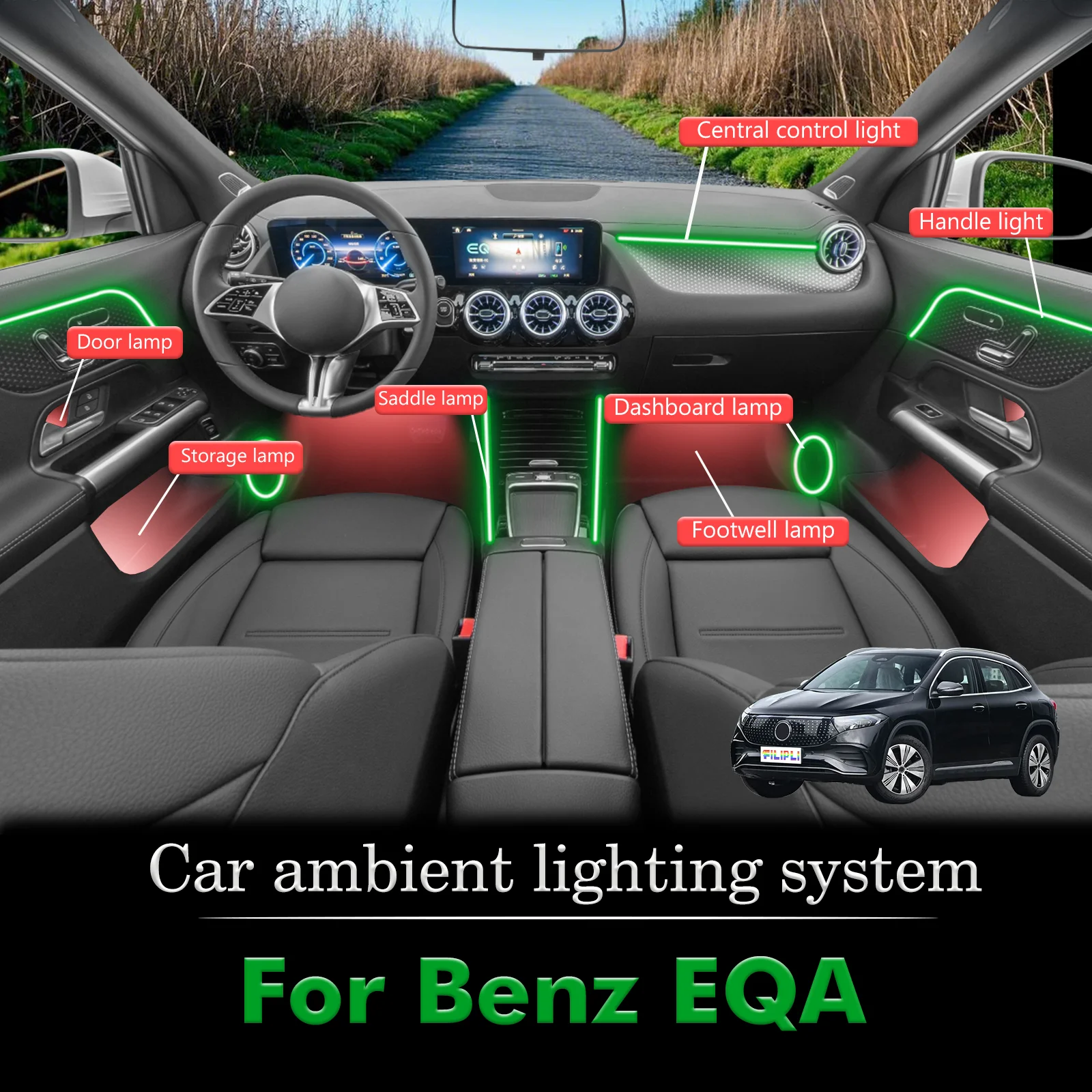 For BenZ EQA Smart Remote Control Car Interior Ambient Light RGB 64 Colors LED Energy Saving Efficient Lamp Kit
For BenZ EQA Smart Remote Control Car Interior Ambient Light RGB 64 Colors LED Energy Saving Efficient Lamp Kit