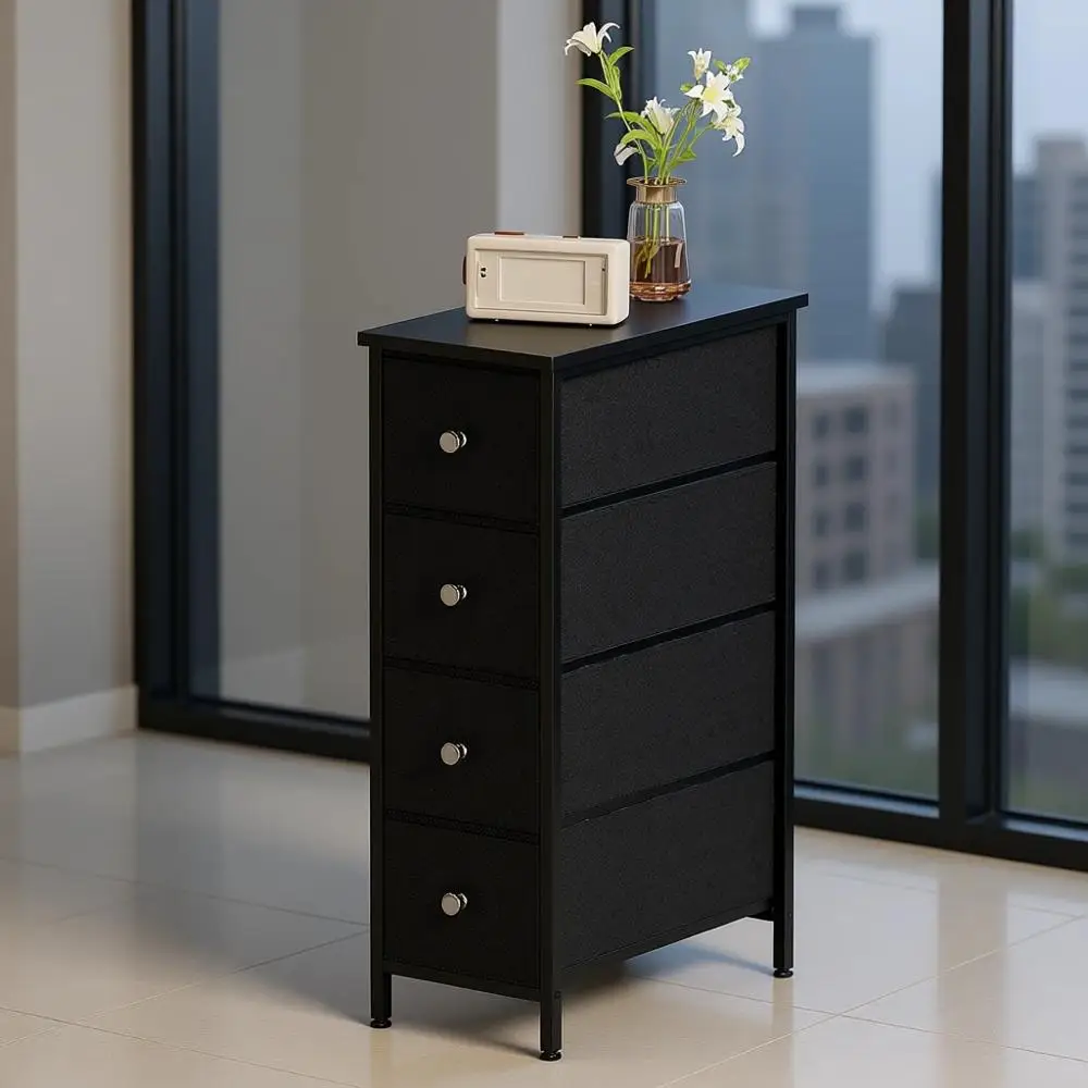 Compact Storage Cabinet with 4 Drawers for Small Spaces, Ideal for Home, Bathroom, Laundry, and Dorms in Black
Compact Storage Cabinet with 4 Drawers for Small Spaces, Ideal for Home, Bathroom, Laundry, and Dorms in Black