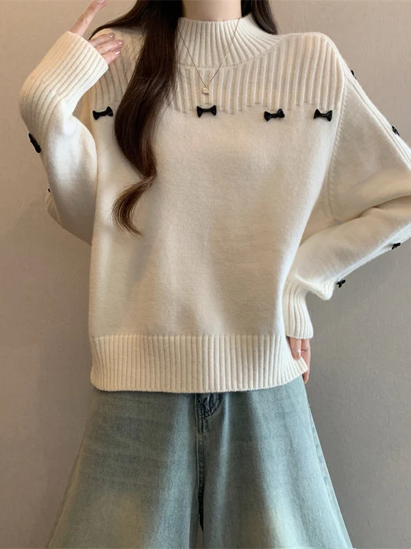 Women's Thickened Knitted Sweater Knot Half High Collar Winter Base Shirt Loose Fit Long Sleeve Regular Length
Women's Thickened Knitted Sweater Knot Half High Collar Winter Base Shirt Loose Fit Long Sleeve Regular Length