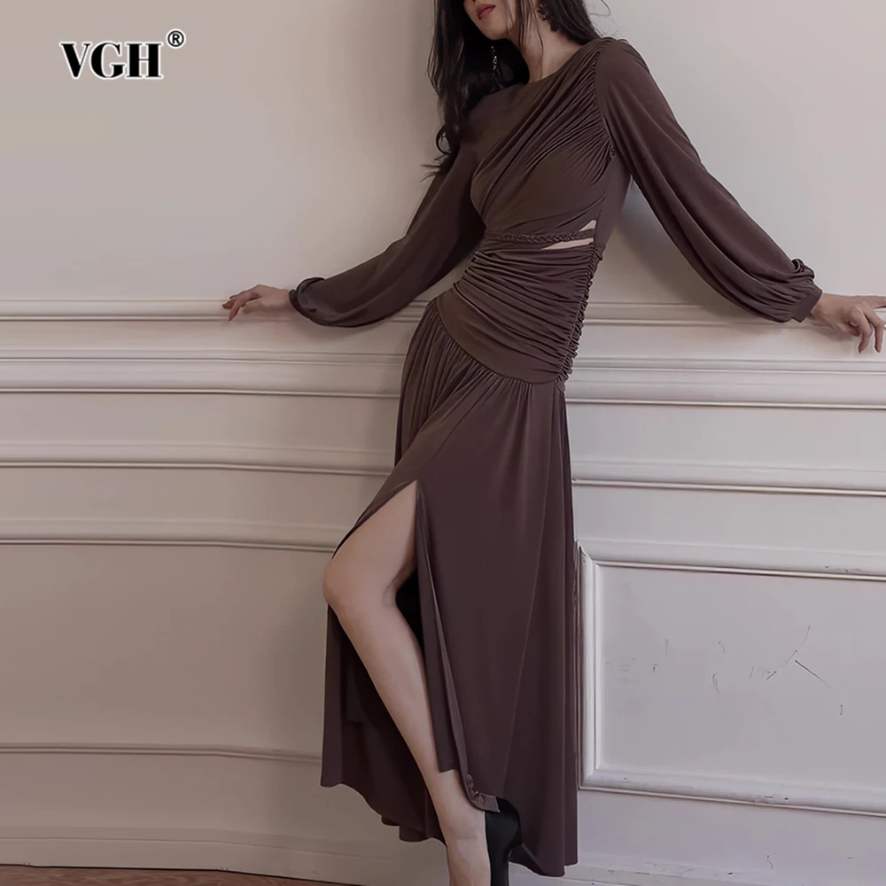 VGH Элегантные женские платья на шнуровке с круглым вырезом и длинным рукавом с высокой талией в стиле пэчворк, офисное платье с разрезом и складками, женское
VGH Элегантные женские платья на шнуровке с круглым вырезом и длинным рукавом с высокой талией в стиле пэчворк, офисное платье с разрезом и складками, женское