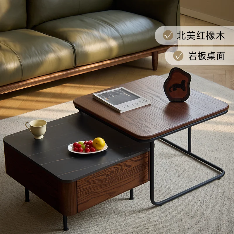 Customizable all-solid wood coffee table Nordic rock slab tea table Red Hall wrought iron square combination
Customizable all-solid wood coffee table Nordic rock slab tea table Red Hall wrought iron square combination