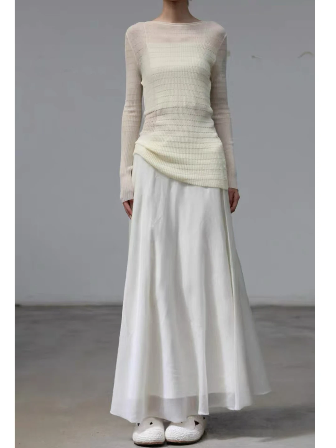 Soft Wrap Feel Micro Translucent Elastic Knitted Asymmetrical Classic Color Long Sve Base Top Sweater for Women
Soft Wrap Feel Micro Translucent Elastic Knitted Asymmetrical Classic Color Long Sve Base Top Sweater for Women