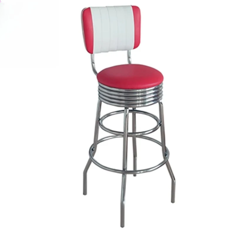 Retro American PU leather bar chair, stainless steel leather high stool with pedals
Retro American PU leather bar chair, stainless steel leather high stool with pedals