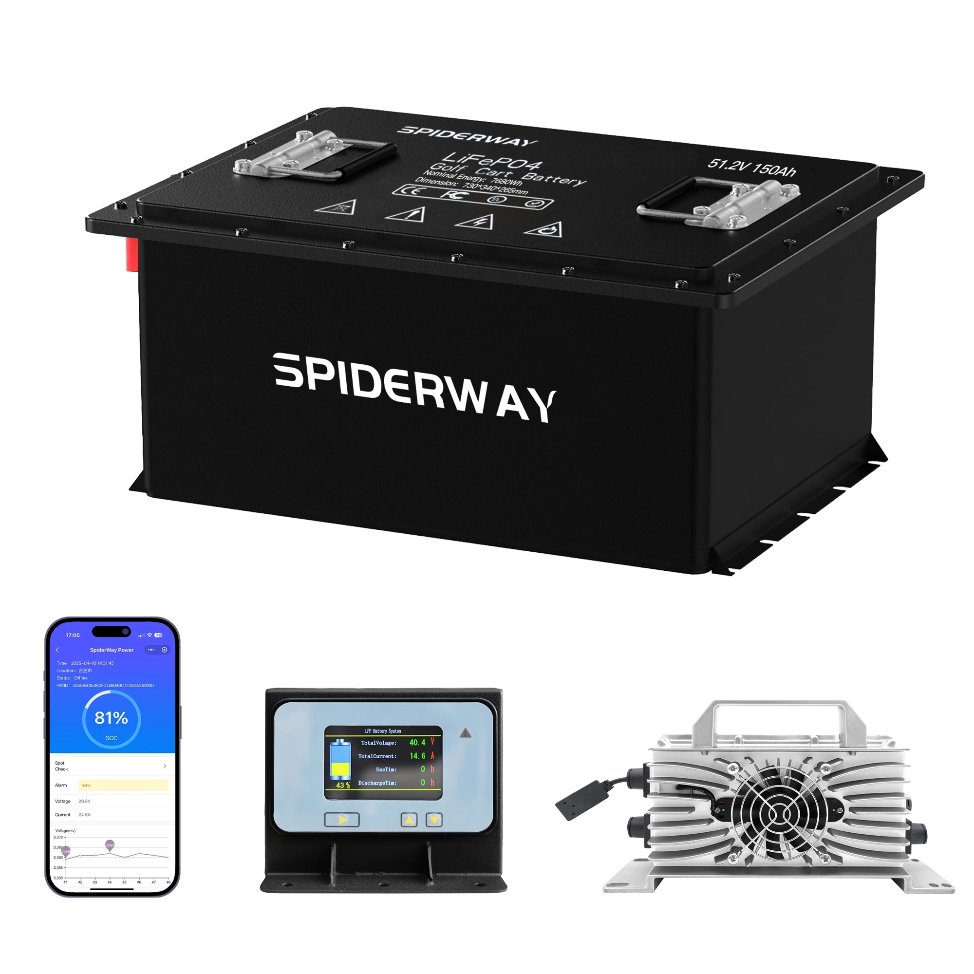 48V(51.2V) 105Ah Golf Cart Lithium LiFePO4 Battery 200A BMS With Charger 6000+Cycle 10.24KW IP67 Lithium Battery
48V(51.2V) 105Ah Golf Cart Lithium LiFePO4 Battery 200A BMS With Charger 6000+Cycle 10.24KW IP67 Lithium Battery