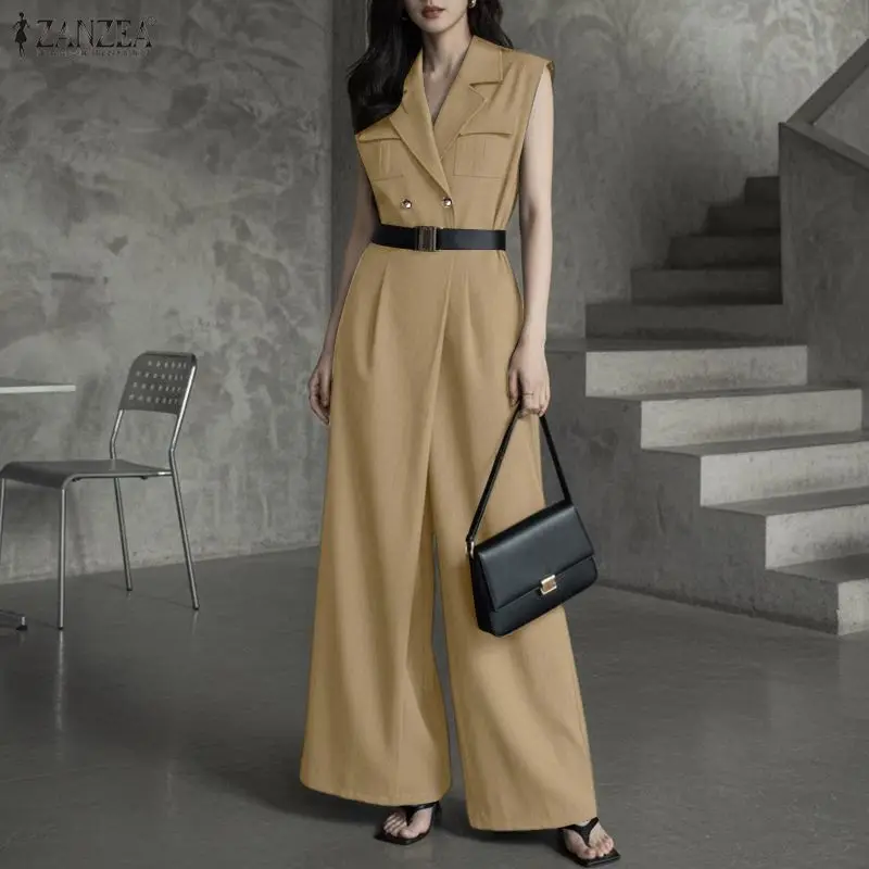 Fashion ZANZEA Summer Sleeveless Women Jumpsuits Solid Wide Leg Pants Oversize OL Party Overalls Playsuits Streetwear No Belt
Fashion ZANZEA Summer Sleeveless Women Jumpsuits Solid Wide Leg Pants Oversize OL Party Overalls Playsuits Streetwear No Belt
