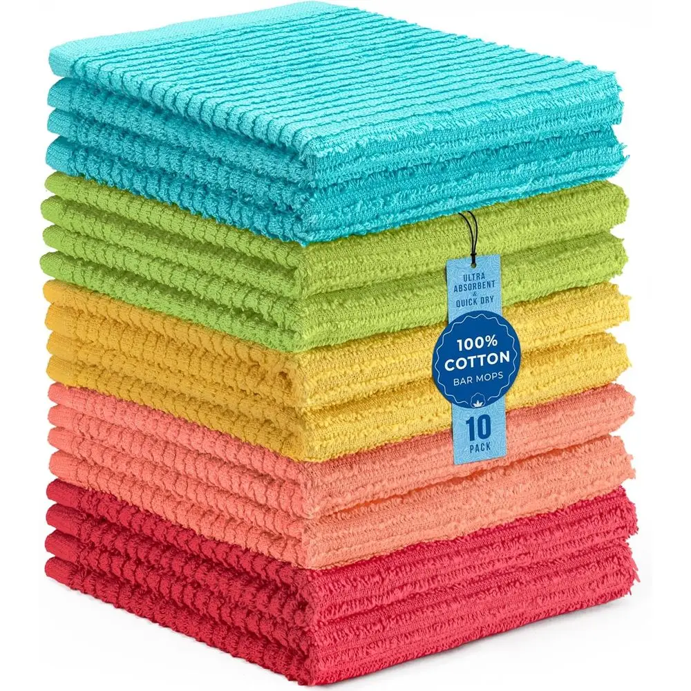 Cotton Bar Mop Towels, Dish Cloths, Multi-Purpose Cleaning, Ultra Absorbent, Washable, Quick Dry, Pastel Assorted (10 Pack)
Cotton Bar Mop Towels, Dish Cloths, Multi-Purpose Cleaning, Ultra Absorbent, Washable, Quick Dry, Pastel Assorted (10 Pack)
