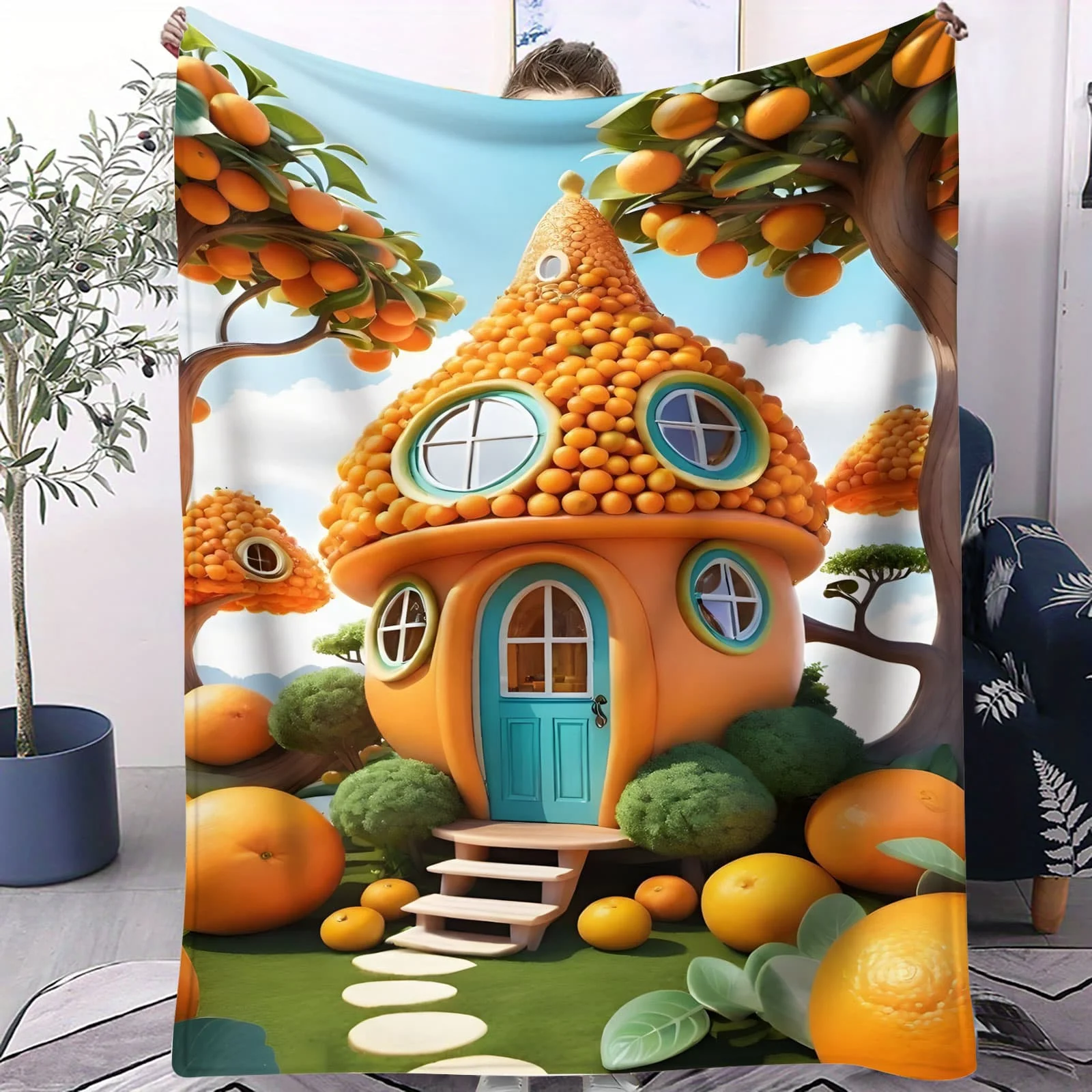 Яркое флисовое одеяло «Ледяная сказочная деревня и оранжевый сад» Fairy Cottage — мягкое одеяло на праздничную тематику для домашнего декора кровати
Яркое флисовое одеяло «Ледяная сказочная деревня и оранжевый сад» Fairy Cottage — мягкое одеяло на праздничную тематику для домашнего декора кровати