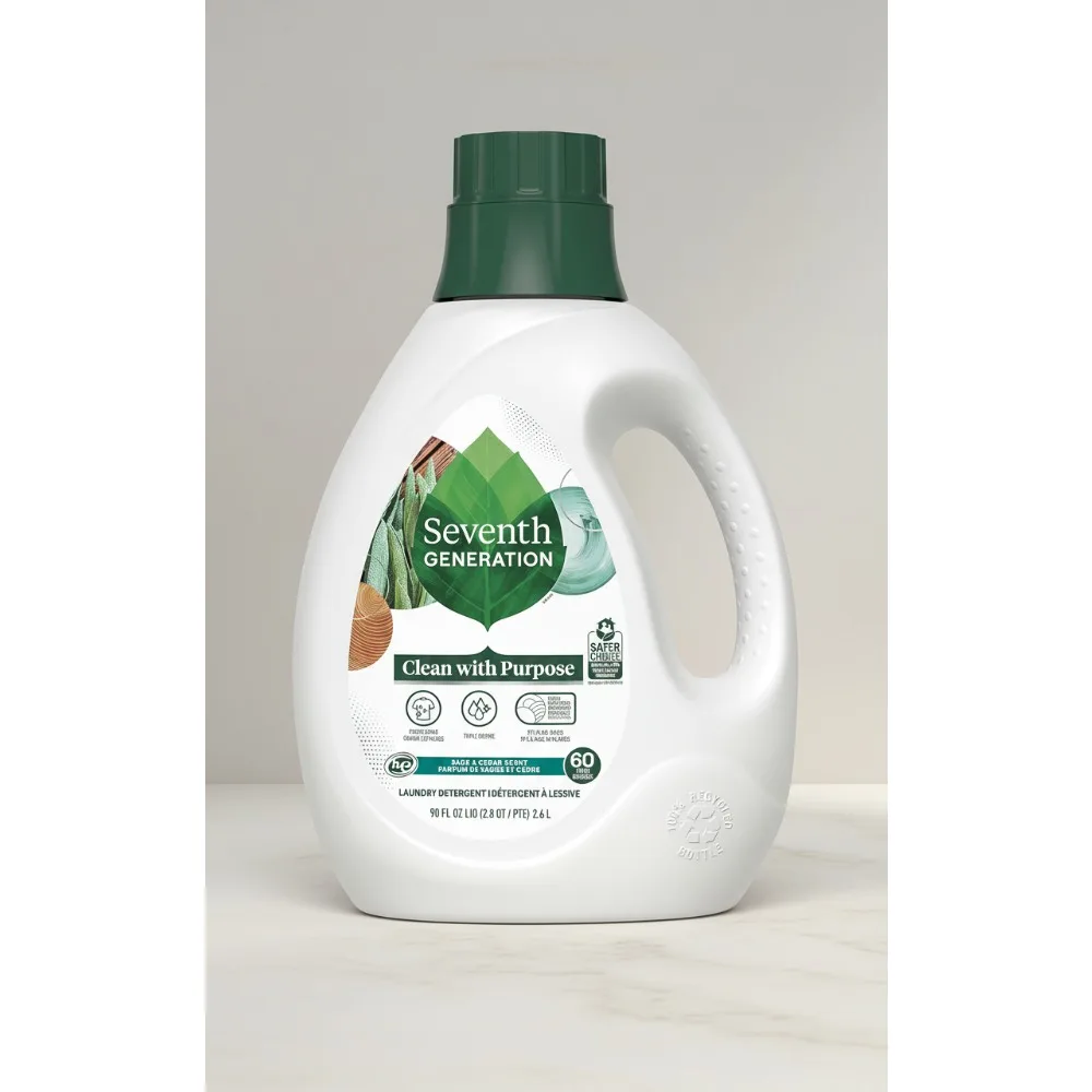 Eco-Friendly Sage & Cedar Scent Liquid Laundry Detergent, 60 Loads, Dye-Free, Hypoallergenic for Sensitive Skin
Eco-Friendly Sage & Cedar Scent Liquid Laundry Detergent, 60 Loads, Dye-Free, Hypoallergenic for Sensitive Skin