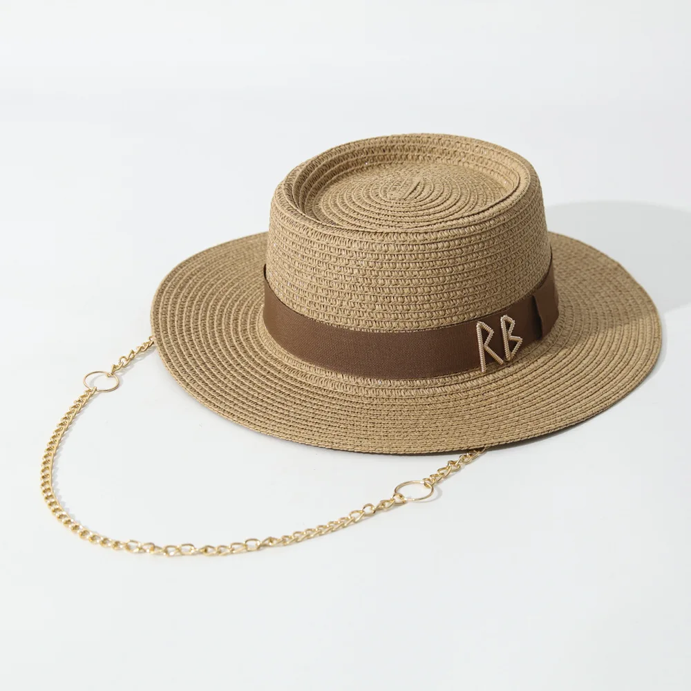 Hot Selling Chain Straw Hat High Quality Webbing Letter Design Top Hat Outdoor Shade Concave Top Beach Cap
Hot Selling Chain Straw Hat High Quality Webbing Letter Design Top Hat Outdoor Shade Concave Top Beach Cap