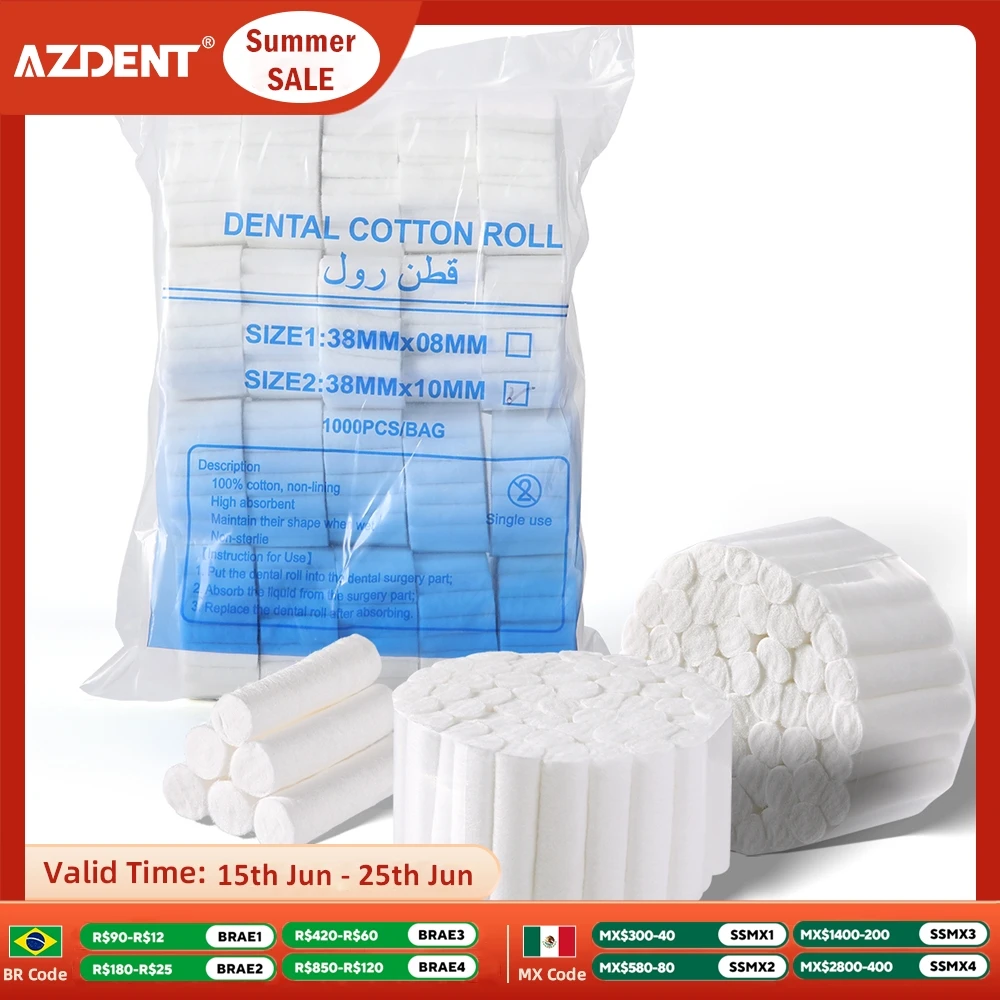 AZDENT 1000pcs Disposable Dental Medical Surgical Cotton Rolls Teeth Cleaning Cotton Roll Dentist Dentistry Consumables
AZDENT 1000pcs Disposable Dental Medical Surgical Cotton Rolls Teeth Cleaning Cotton Roll Dentist Dentistry Consumables