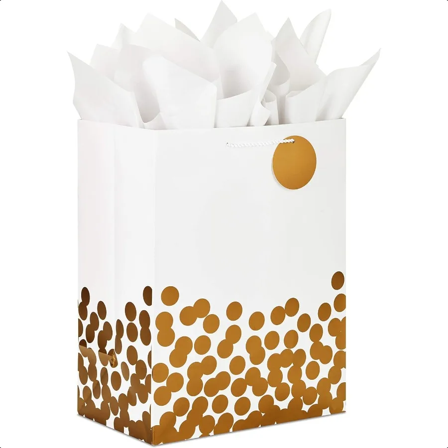 17" Extra Large Gift Bag with Tissue Paper White with Gold Polka Dots for Christmas Hanukkah Weddings Engagements Bridal Shower
17" Extra Large Gift Bag with Tissue Paper White with Gold Polka Dots for Christmas Hanukkah Weddings Engagements Bridal Shower