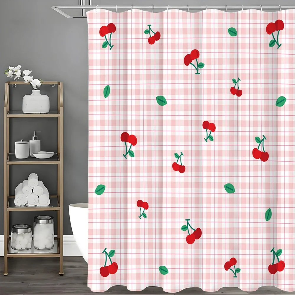 Pink Checkered Cherry Shower Curtain, Bathroom Decorative Shower Curtain, Waterproof Shower Curtain with Hooks
Pink Checkered Cherry Shower Curtain, Bathroom Decorative Shower Curtain, Waterproof Shower Curtain with Hooks