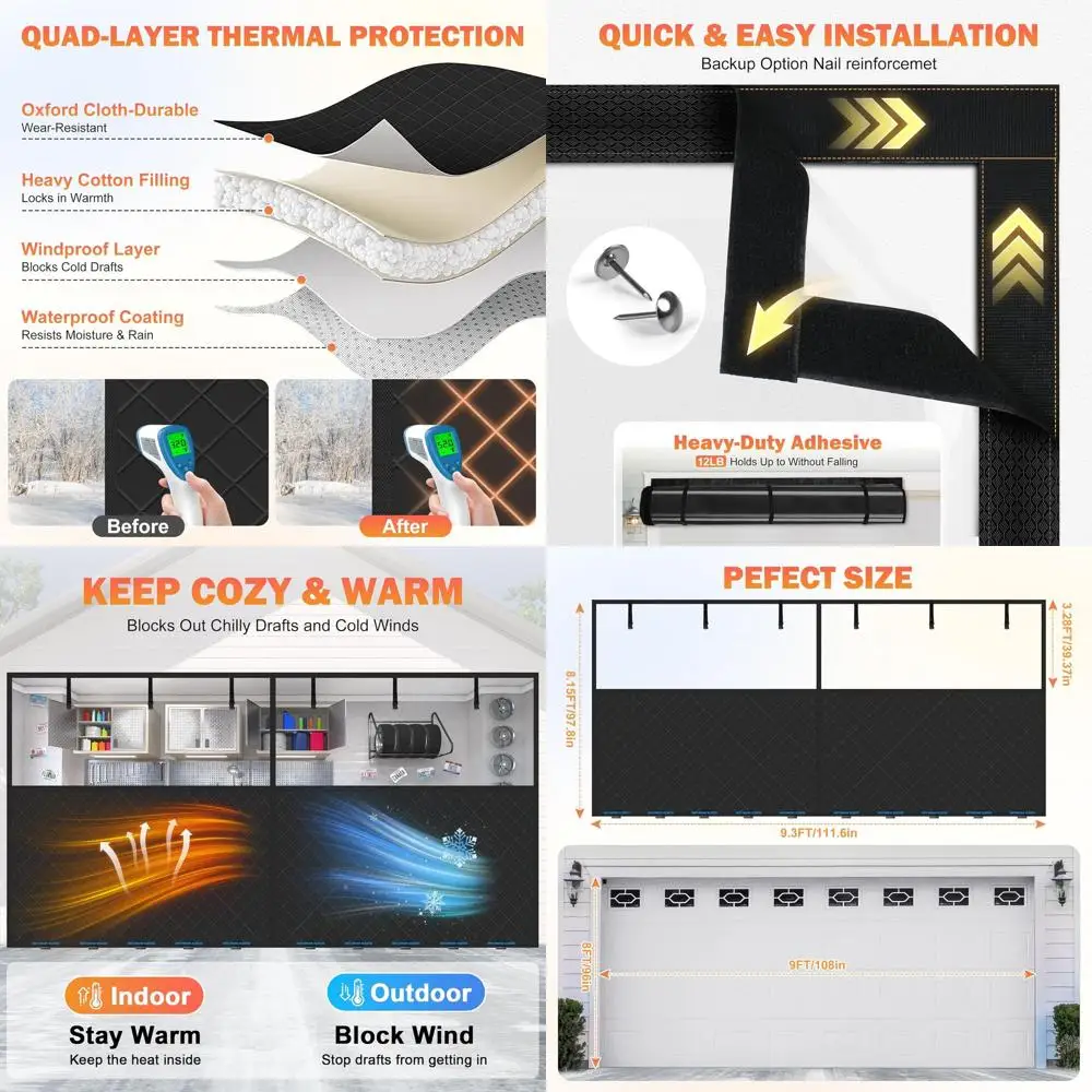 Thermal Insulated Magnetic Door Curtain for 9x8FT Garages with Clear Window
Thermal Insulated Magnetic Door Curtain for 9x8FT Garages with Clear Window